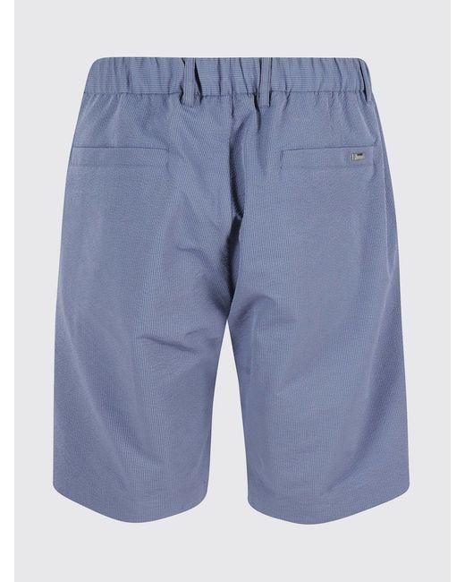 Herno Blue Crêpe Chino Shorts With Belt Loops for men