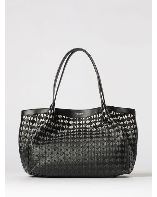 Serapian Black Secret Tasche Aus Geflochtenem Leder