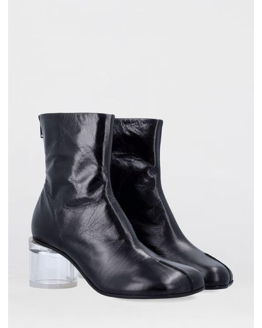 MM6 by Maison Margiela Blue Anatomic Crinkled Leather Ankle Boots