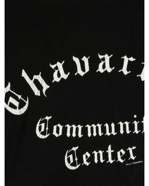 Willy Chavarria Black Contrasting Logo Cotton T-Shirt With Dropped Shoulders for men