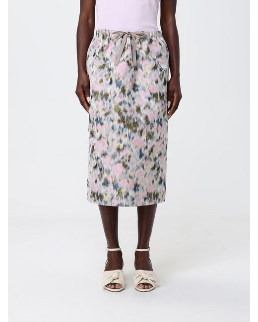 Fabiana Filippi Pink Jersey Midi Skirt With Floral Print