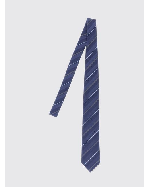 Brunello Cucinelli Blue Regimental Silk Tie for men