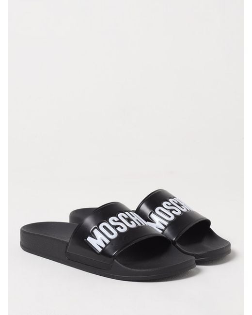 Moschino Couture White Rubber Sliders With Logo for men