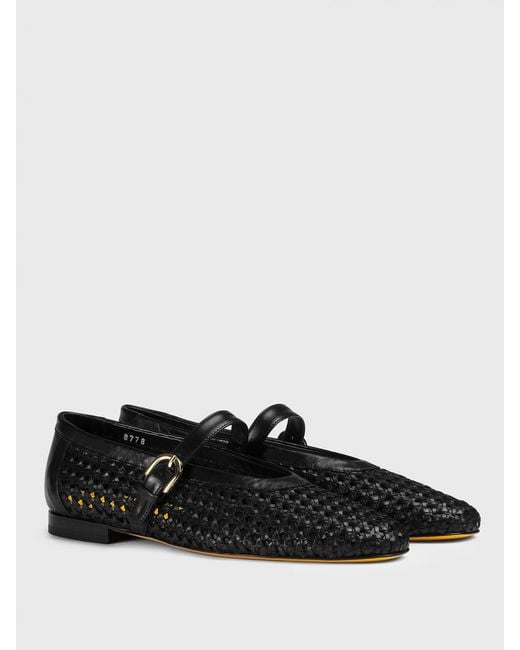 Doucal's Black Woven Nappa Leather Ballerinas