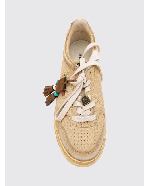 Autry Natural Medalist Low Super Vintage Bicolour Leather Trainers With Worn Effect