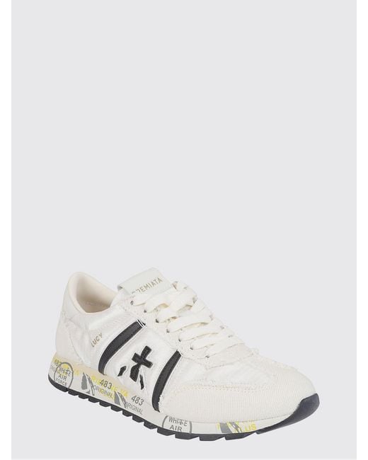Premiata White Lucy Cotton Twill And Nylon Sneakers