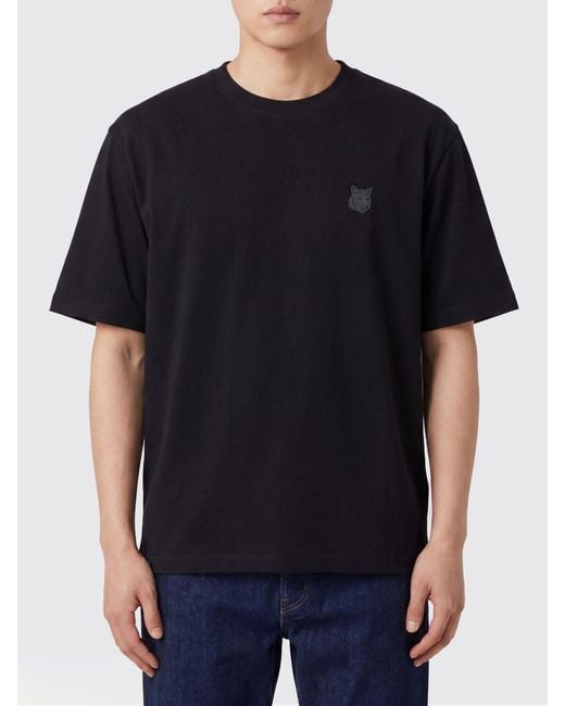 Maison Kitsuné Black Maison Kitsun&Eacute Cotton T-Shirt With Logo for men