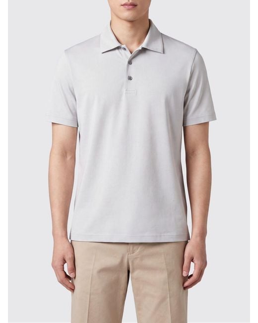 Herno White Short-Sleeved Cotton Polo Shirt With Classic Three-Button Collar for men