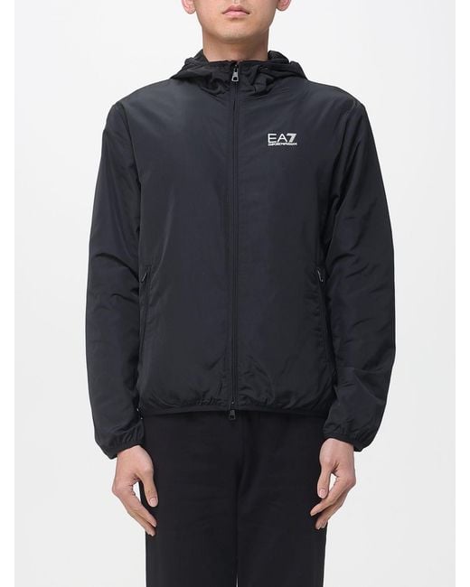 EA7 Blue Technical Fabric Hooded Jacket for men