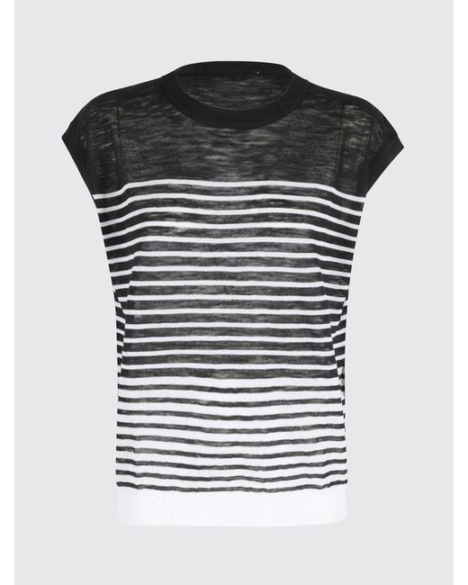 Roberto Collina Blue Striped Linen Crew-Neck Top