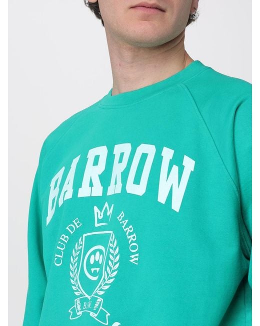 Barrow Blue Cotton Crewneck Sweatshirt With Logo for men