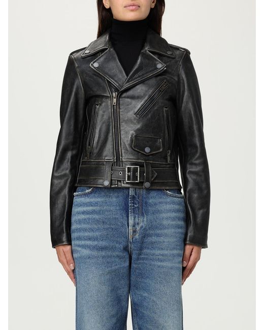 Golden Goose Deluxe Brand Black Belted Leather Jacket