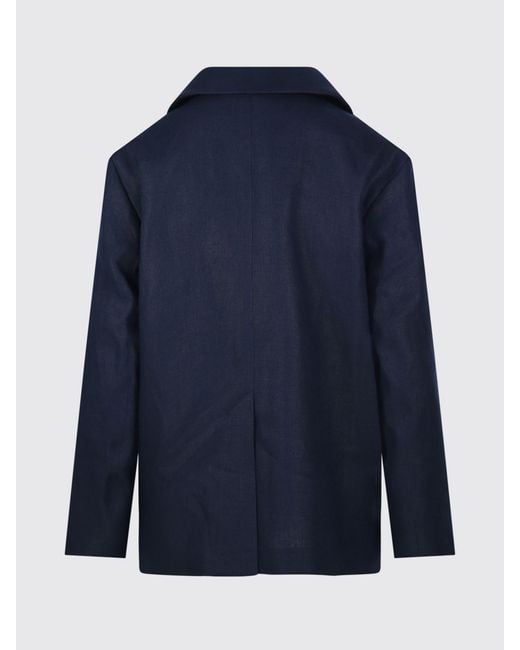 Max Mara Blue Single-Breasted Linen Blazer