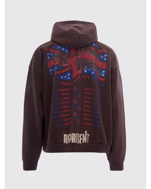 Represent Gray Printed Cotton Hoodie for men