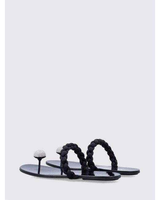 Pedro Garcia White Pipa Woven Satin Thong Sandals With Swarovski Crystals