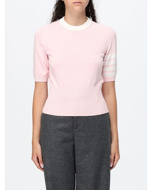 Thom Browne Pink Hector Crewneck Short-Sleeved Sweater