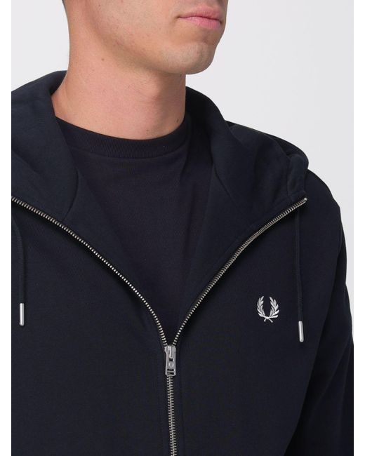 Fred Perry Blue Cotton Sweatshirt With Logo for men