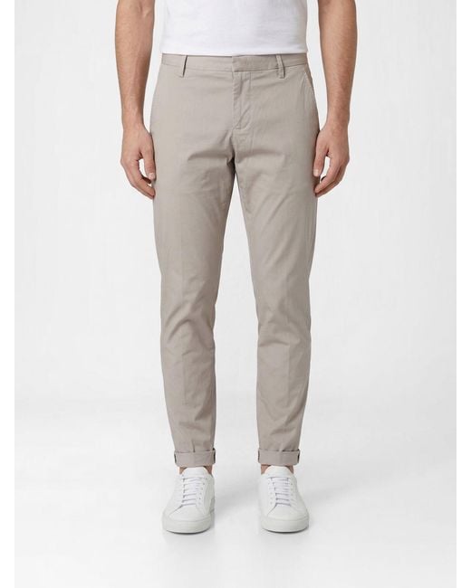 Dondup Gray Cotton Chino Trousers for men