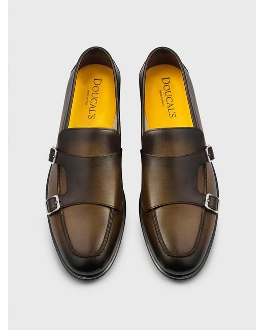 Doucal's White Leather Monk Strap Shoes for men