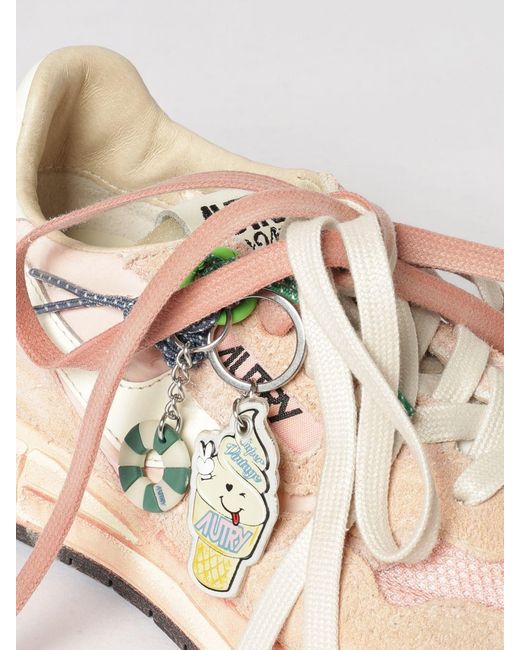 Autry Pink Reelwind Super Vintage Suede And Used Nylon Sneakers
