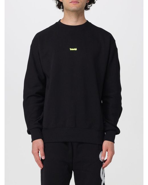 DISCLAIMER Blue Crew Neck Cotton Jumper With Printed Logo And Dropped Shoulders for men