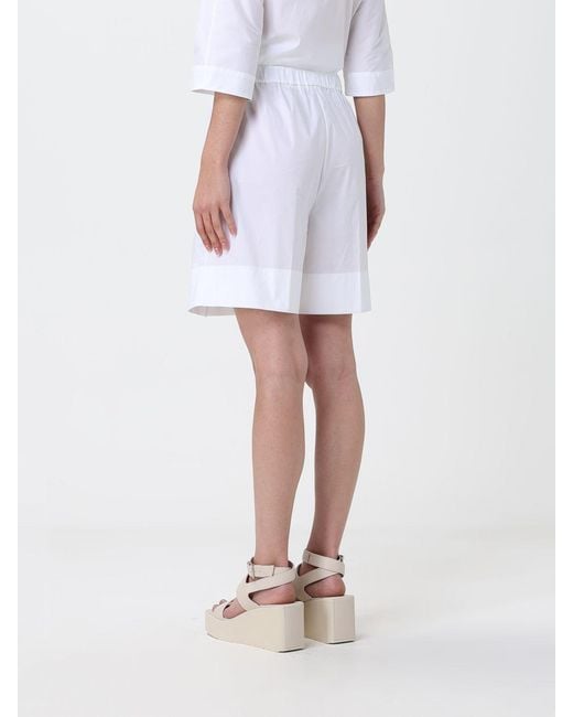 Liviana Conti White High-Waisted Cotton Poplin Shorts With Elastic