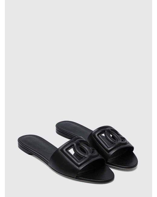 Dolce & Gabbana Black Dolce &Amp Gabbana Dg Leather Sandals