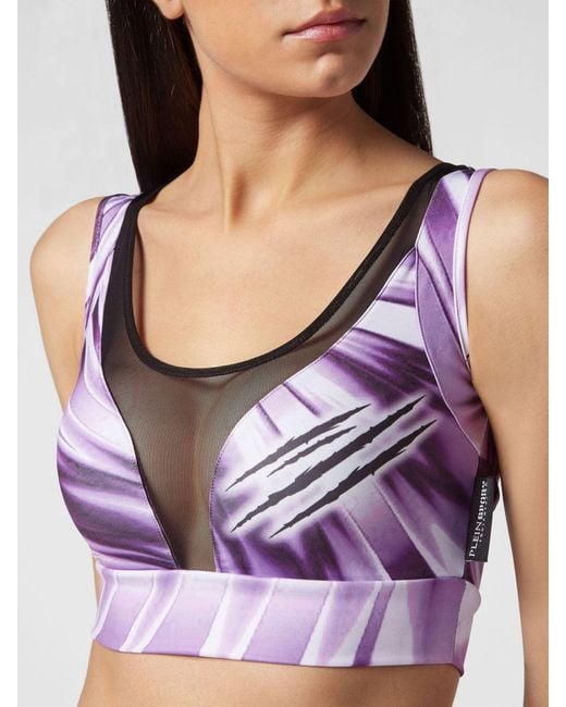 Philipp Plein Purple Cropped Sports Top