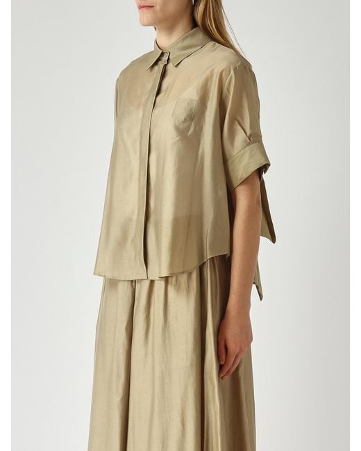 MEIMEIJ Natural Lyocell Blend Shirt With Ruffles