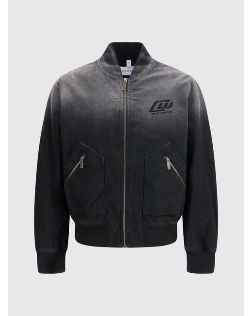 Off-White c/o Virgil Abloh Black Cotton Bomber Jacket With Logo for men