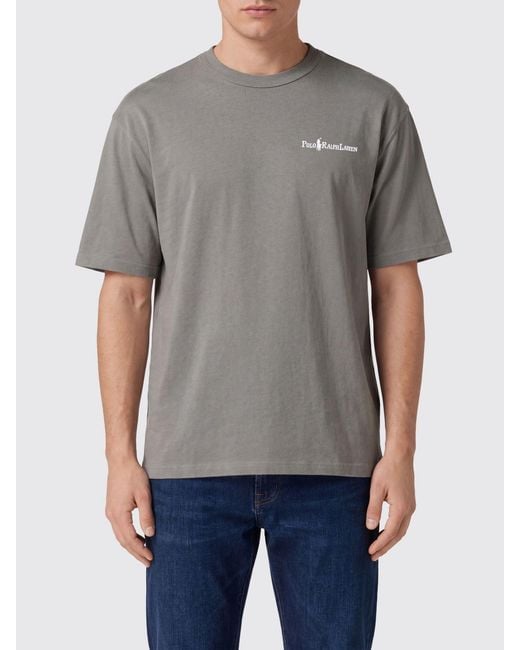 Polo Ralph Lauren Gray Crewneck Cotton T-Shirt With Contrast Logo for men