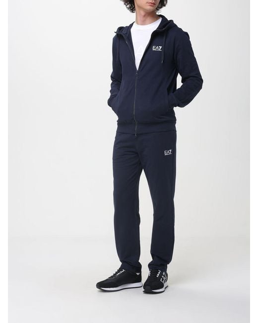 EA7 Blue Cotton Sportswear Set With Logo for men