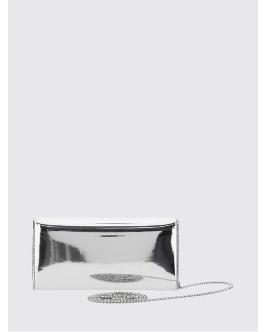 Jimmy Choo White Emmie Patent Leather Mini Bag With Removable Chain Strap