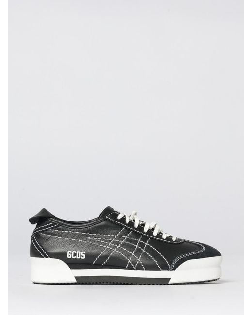 Gcds White Leather Sneakers With Contrast Stitching for men