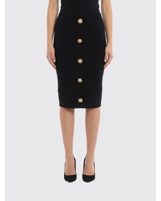 Balmain Black Viscose Pencil Skirt