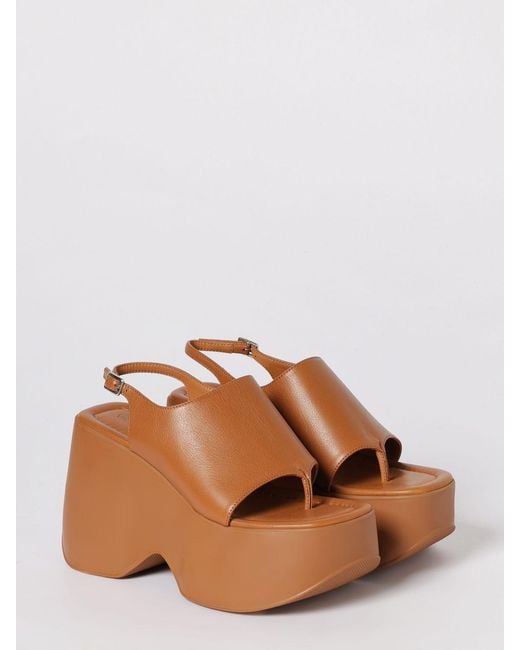 Vic Matié Brown Vic MatiÉ Leather Wedge Sandals