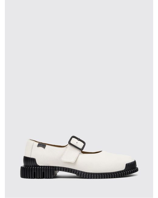 Camper White Pix Leather Ballet Flats