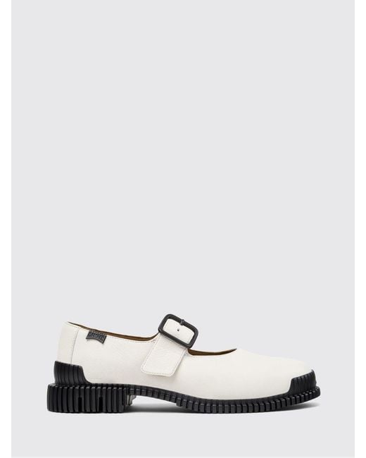 Camper White Pix Leather Ballet Flats