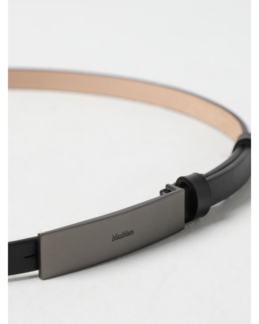 Max Mara White Leather Belt With Metal Plate