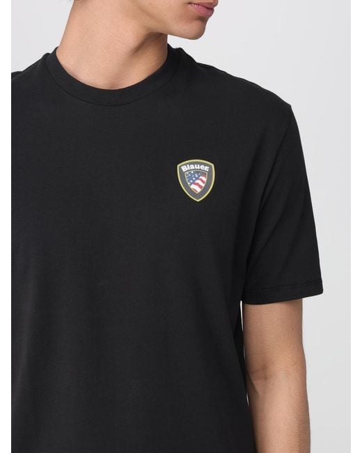 Blauer Black Basic Cotton T-Shirt With Logo for men