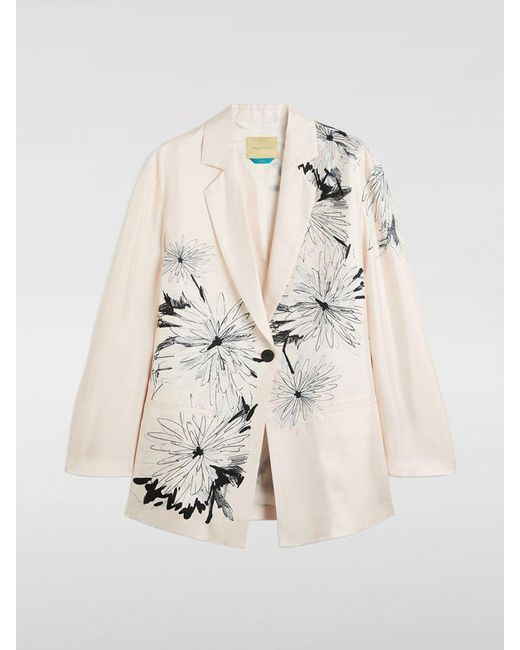 Momoní Natural MomonÌ Printed Silk Single-Breasted Blazer