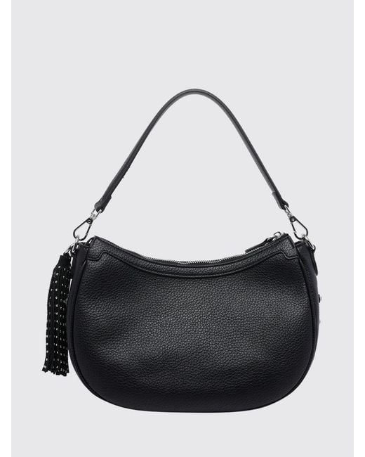 La Carrie Black Andromeda Crystal-Embroidered Shoulder Bag With Eyelets