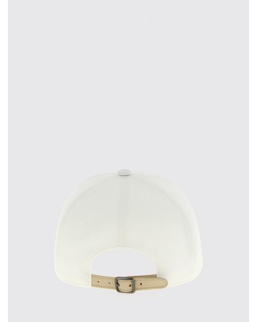 Brunello Cucinelli White Cotton Twill Hat With Monile