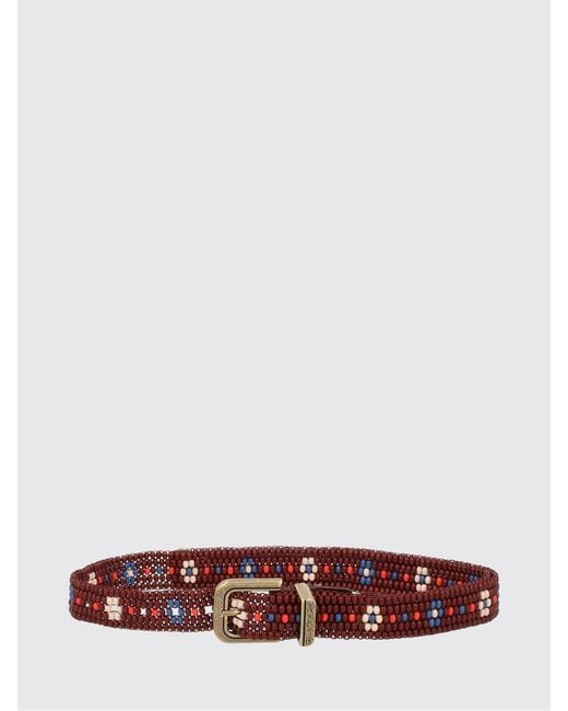 Etro White Braided Calf Leather Belt With Beads