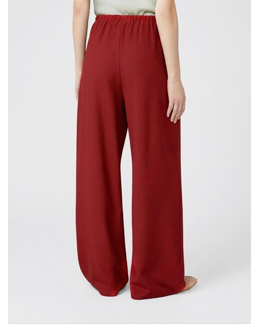 Max Mara Red Stretch Silk Palazzo Trousers