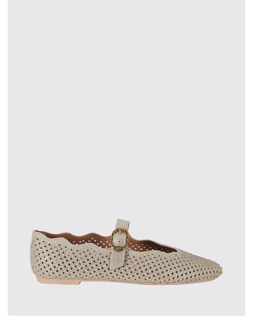 Kurt Geiger White Myfair Suede Mary Jane Flats With Rhinestones