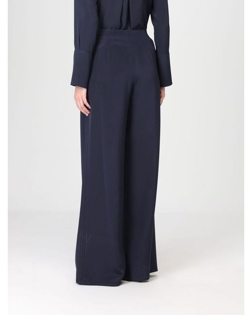 Max Mara Pure Blue Pure Stretch Silk Palazzo Trousers Max Mara