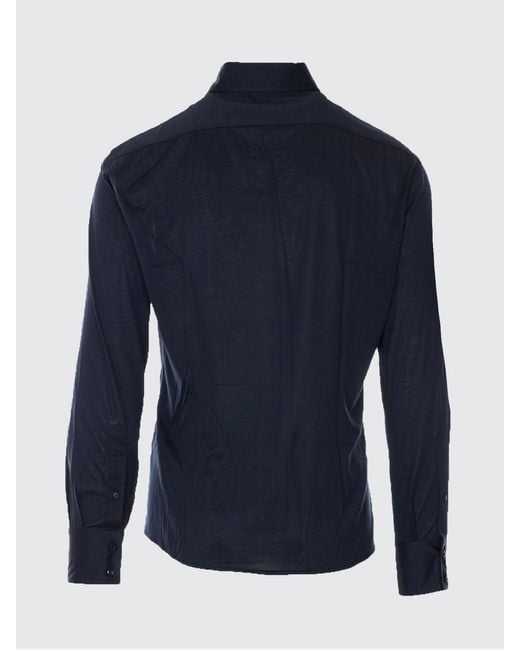 Brunello Cucinelli Blue Casual Silk And Cotton Shirt for men