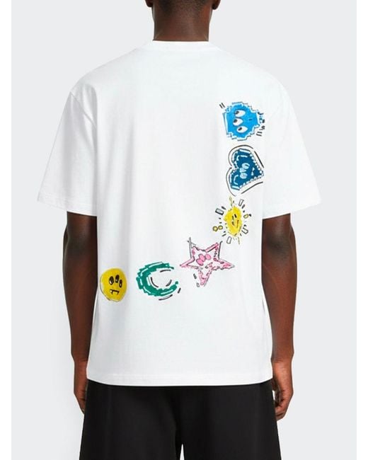 Barrow White Printed Cotton T-Shirt for men