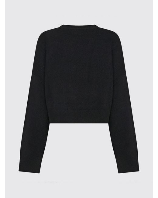 Blumarine Blue Rhinestone Logo Wool Crewneck Jumper With Dropped Shoulders